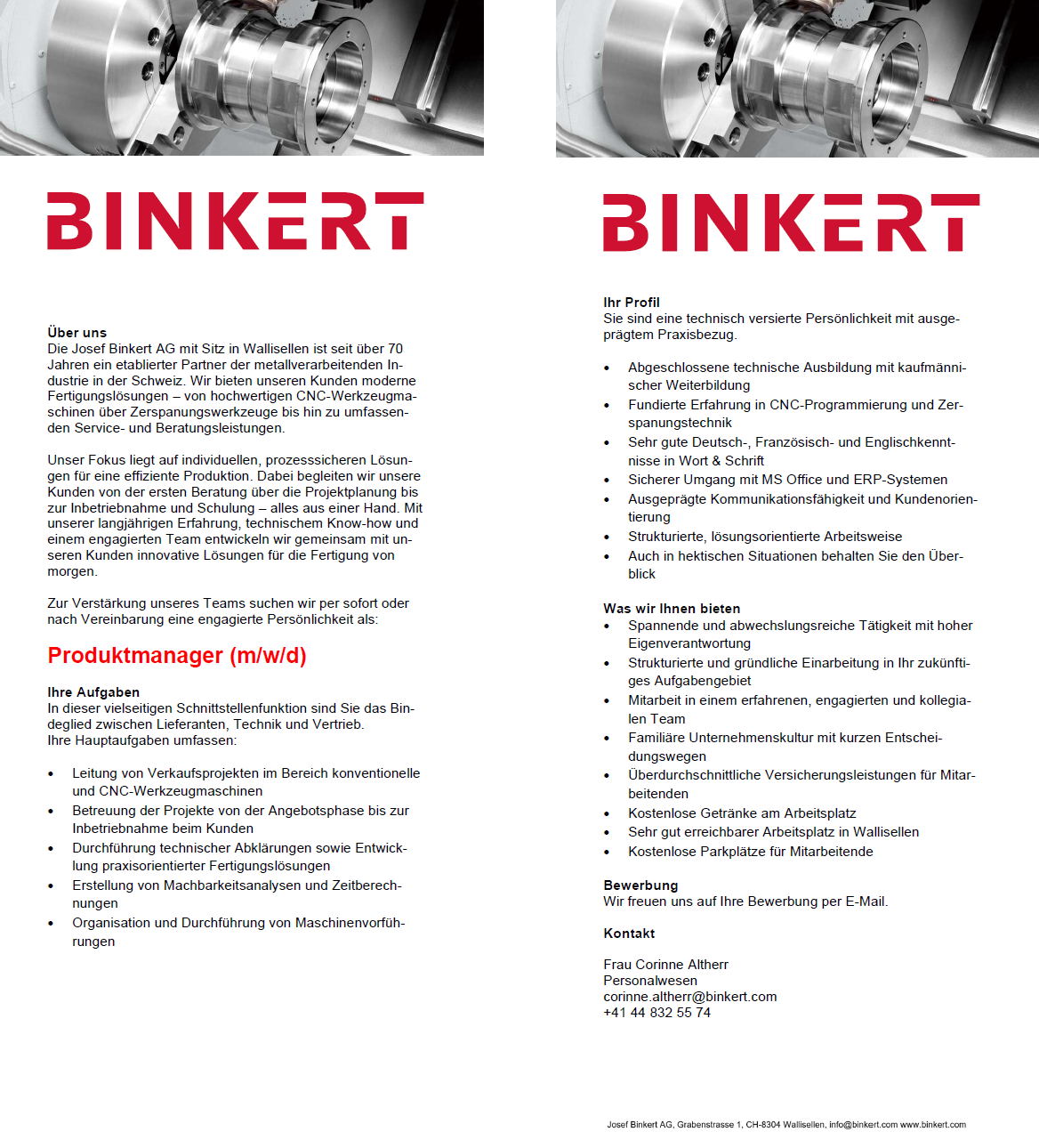 Produktmanager Stelleninserat